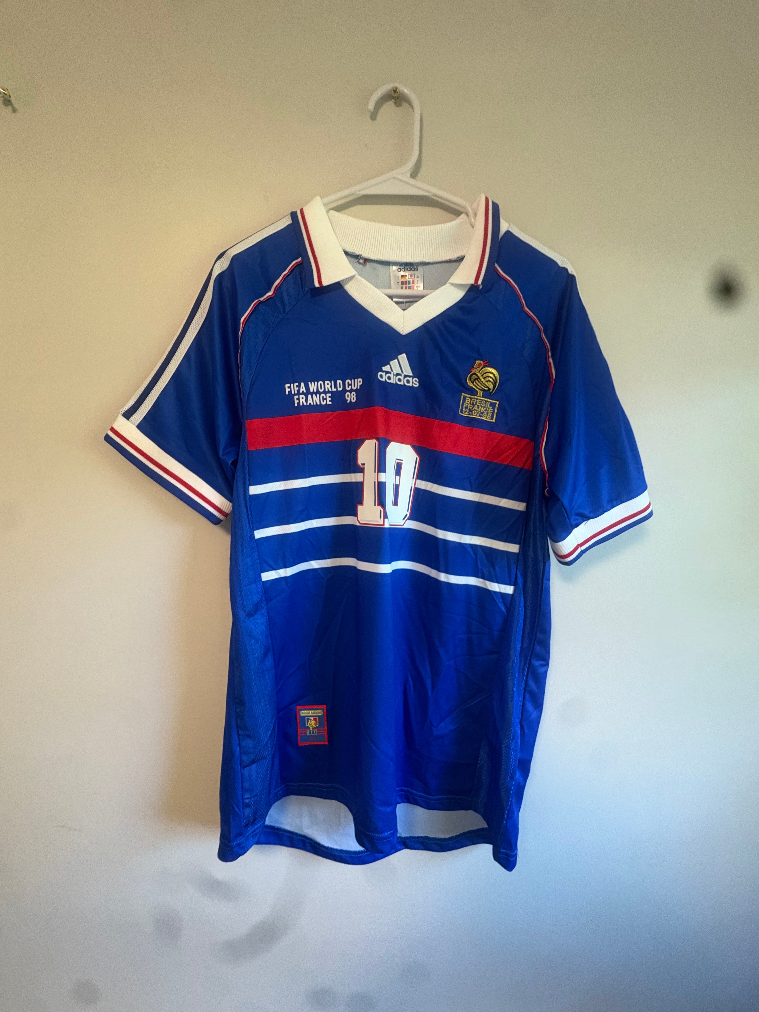 Zinedine Zidane #10 France Adidas 1998 World Cup Away Jersey - Vintage Retro